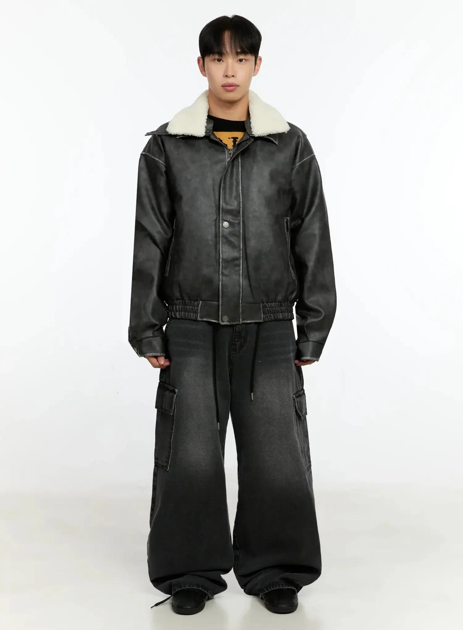 Men's PU Bomber Jacket IN506 - Image 4