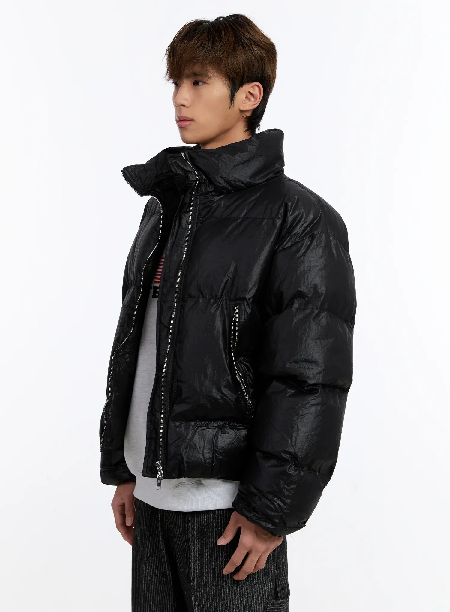 Men's Puffer Jacket (Black) IN524 - Image 4
