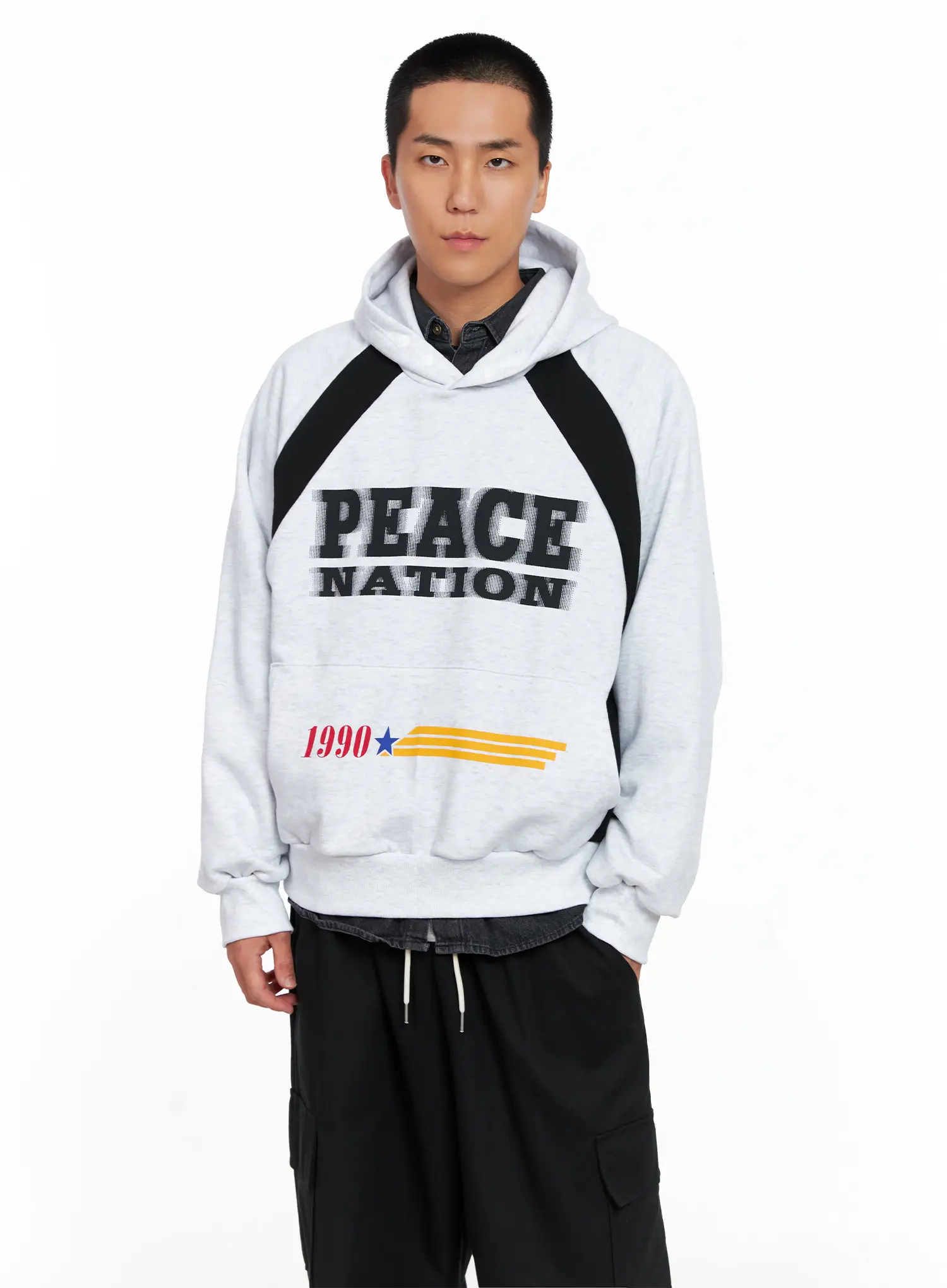 Men's Raglan Graphic High Neck Hoodie IS510 - Image 7