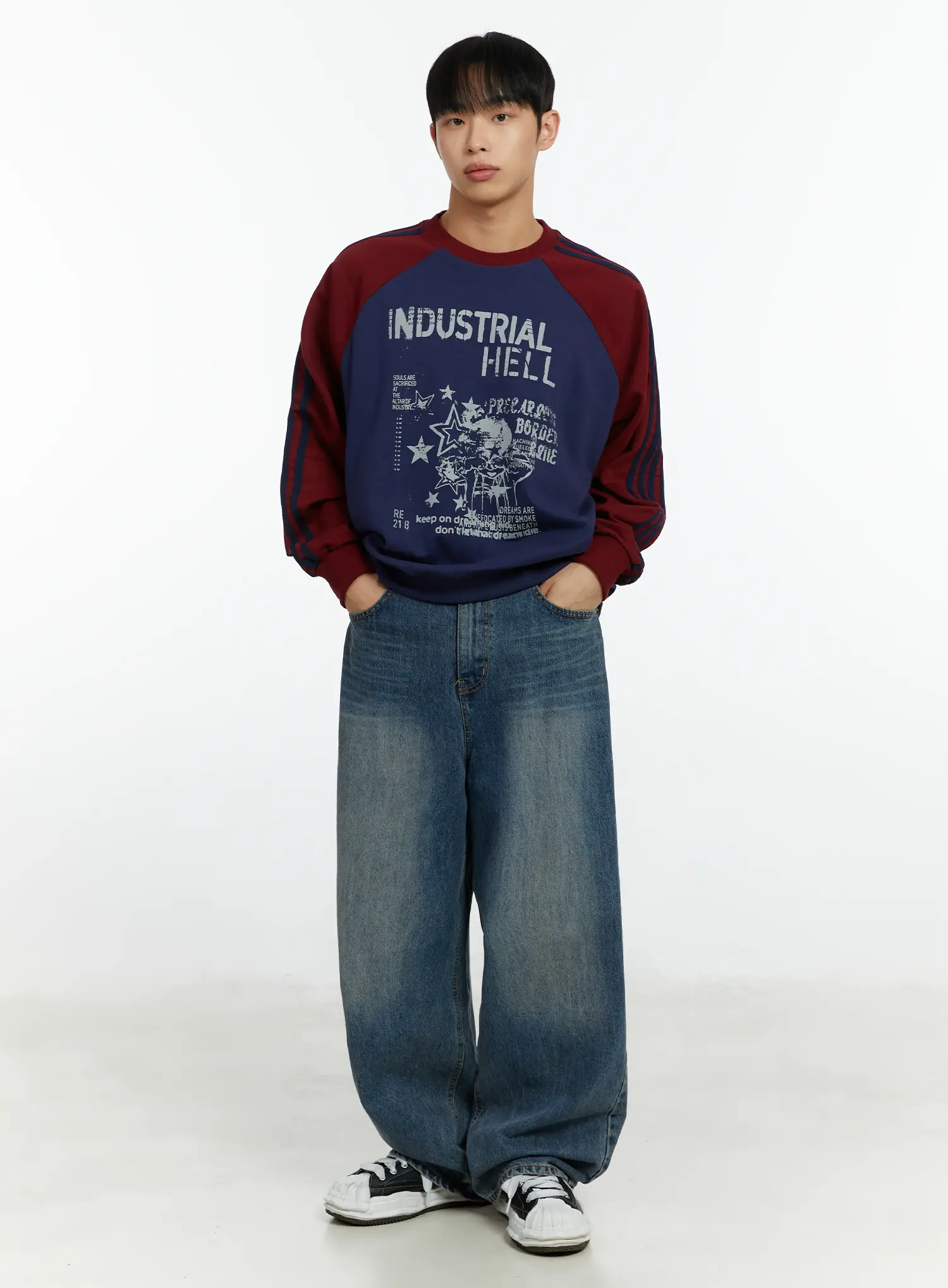 Men's Raglan Track Style Crewneck Sweatshirt IF511 - Image 8