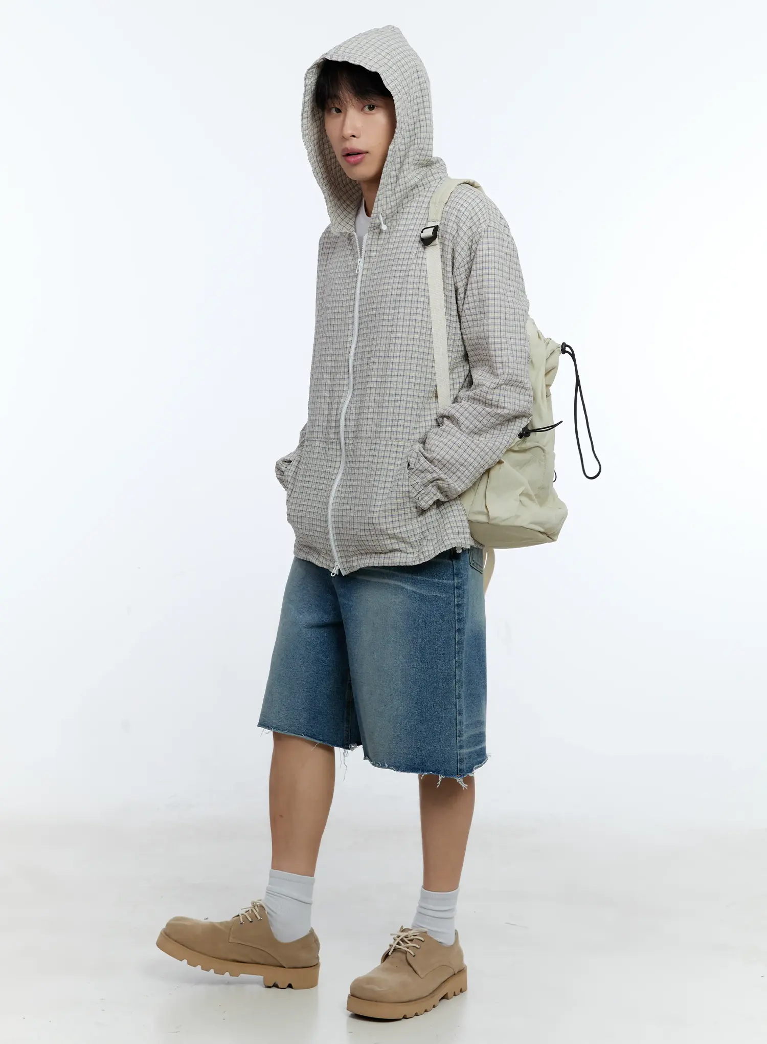 Men's Raw Hem Denim Bermuda Shorts IG515 - Image 2