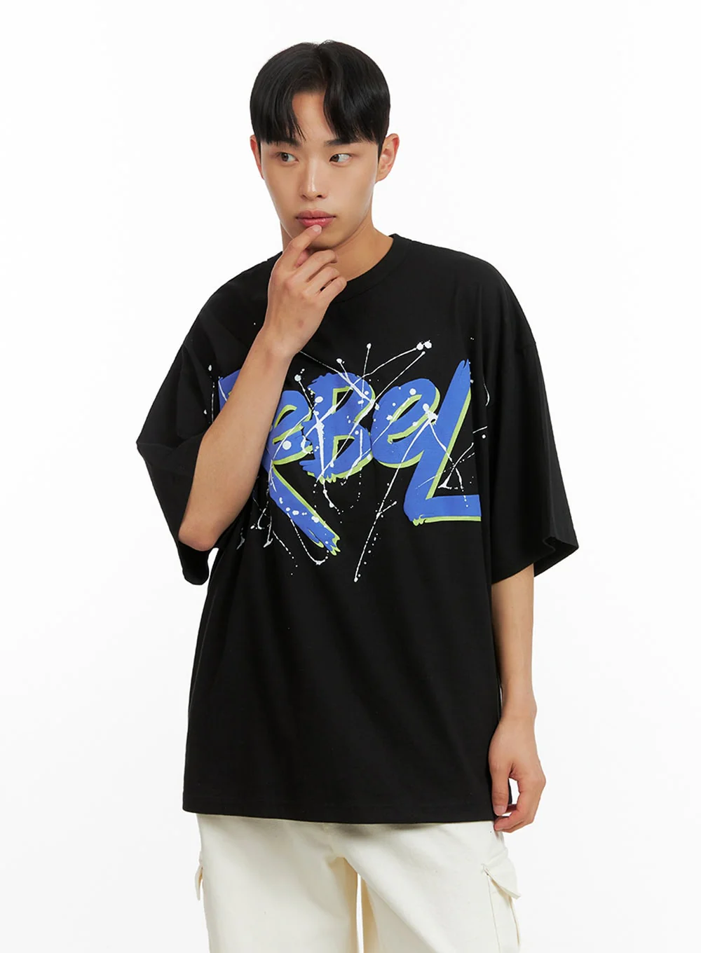 Men's Rebel Oversized Graphic T-Shirt IU412 - Image 4