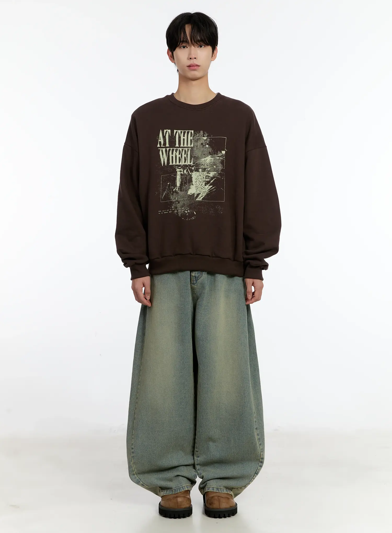 Men's Relaxed Fit Wide-Leg Jeans (Blue) ID502 - Image 4