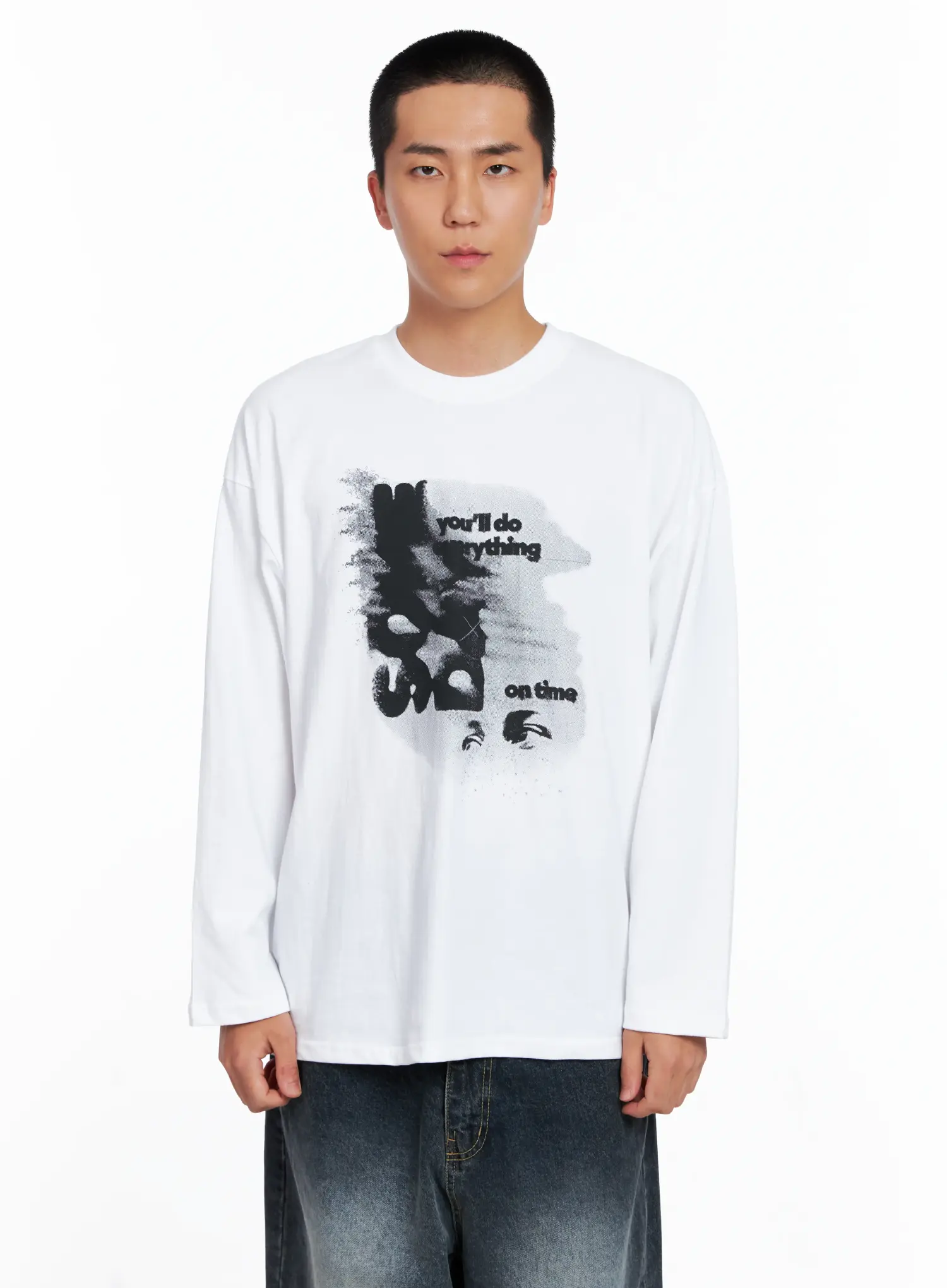 Men's Retro Print Oversized Long Sleeve Shirt IS509 - Image 10