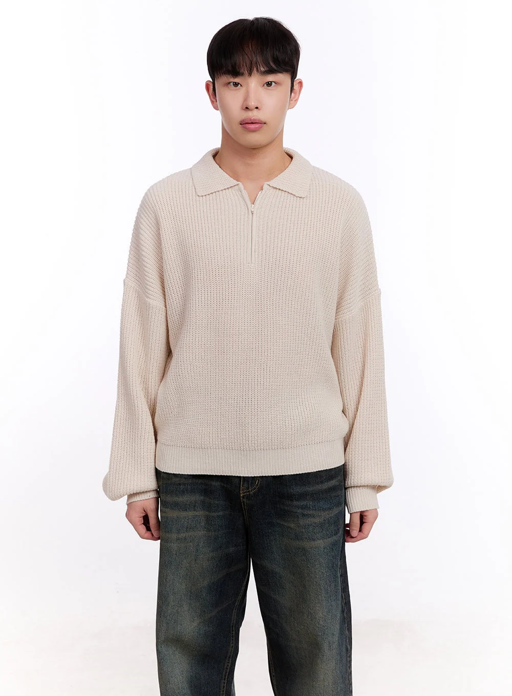 Men's Ribbed Half-Zip Sweater IM512 - Image 16
