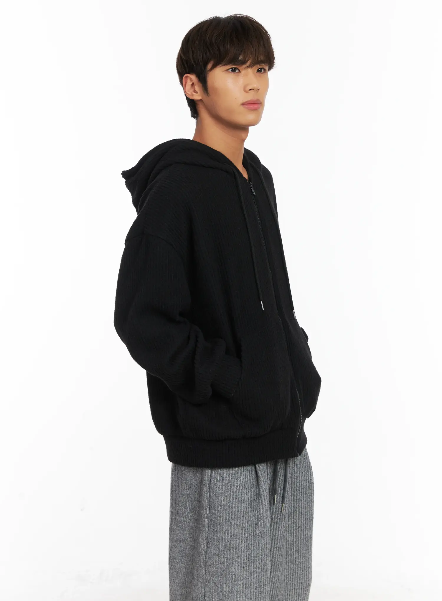 Men's Ribbed Zip-Up Hoodie ID511 - Image 10