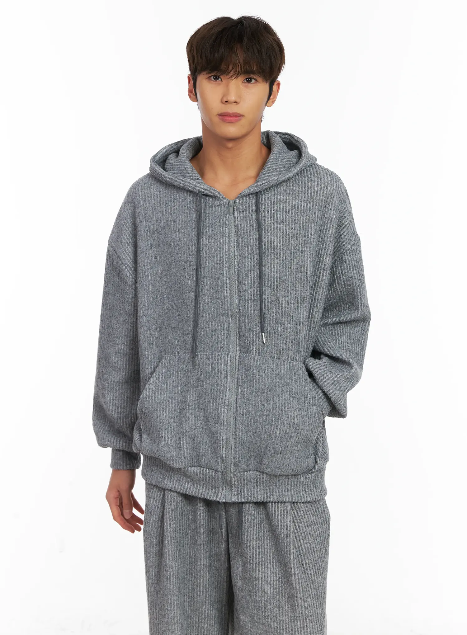 Men's Ribbed Zip-Up Hoodie ID511 - Image 6