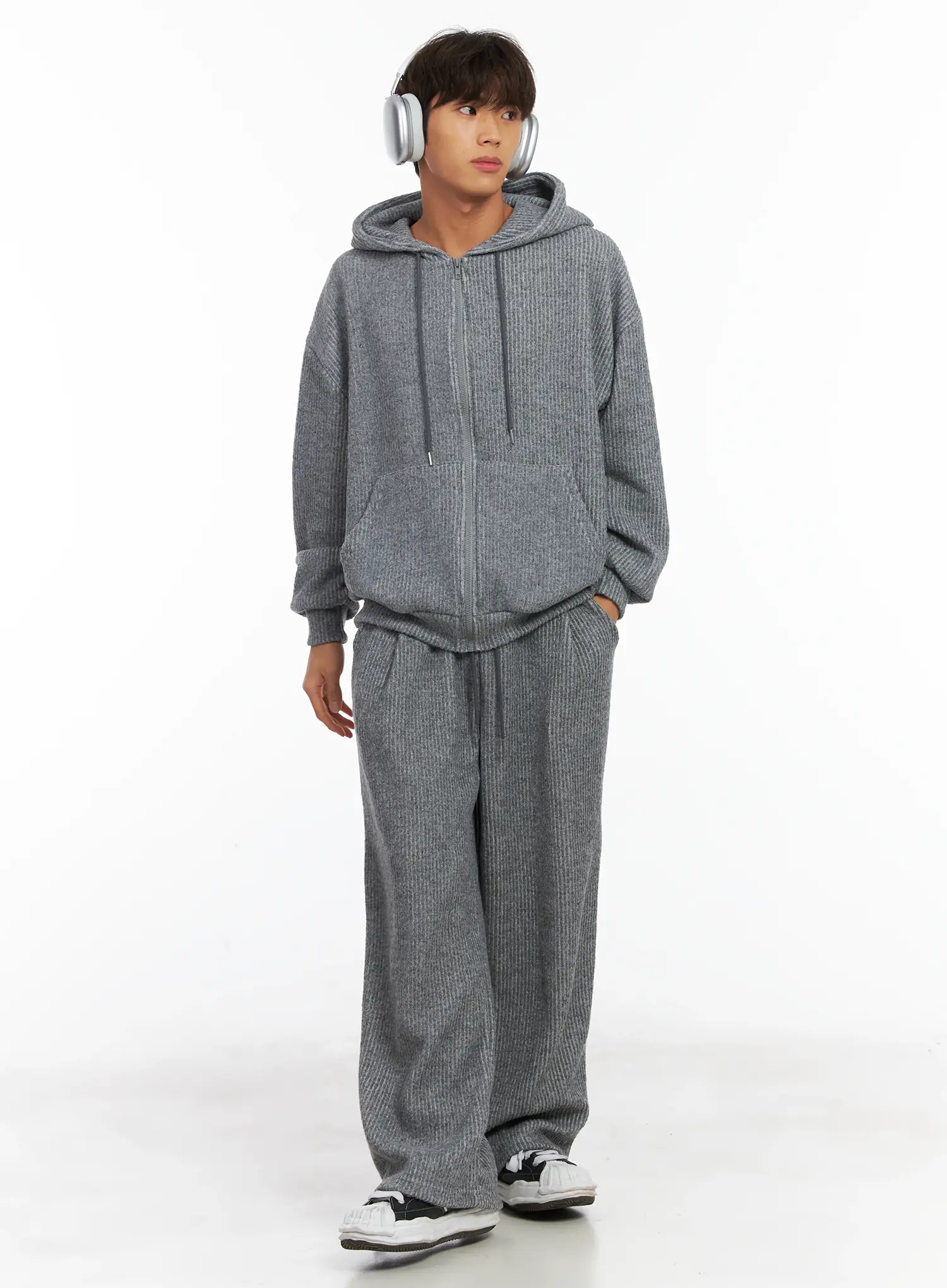 Men's Ribbed Zip-Up Hoodie ID511 - Image 7