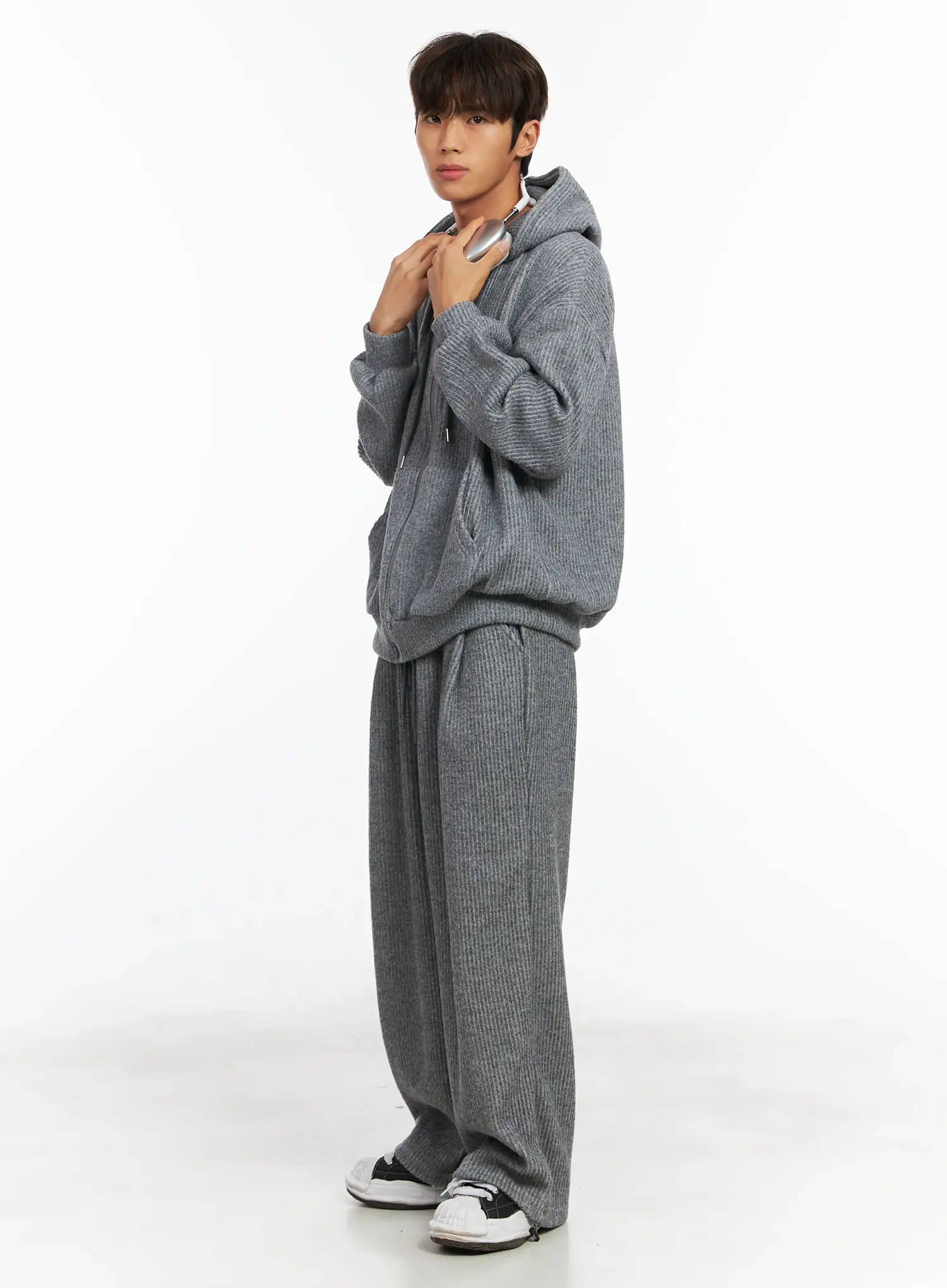 Men's Ribbed Zip-Up Hoodie ID511 - Image 8