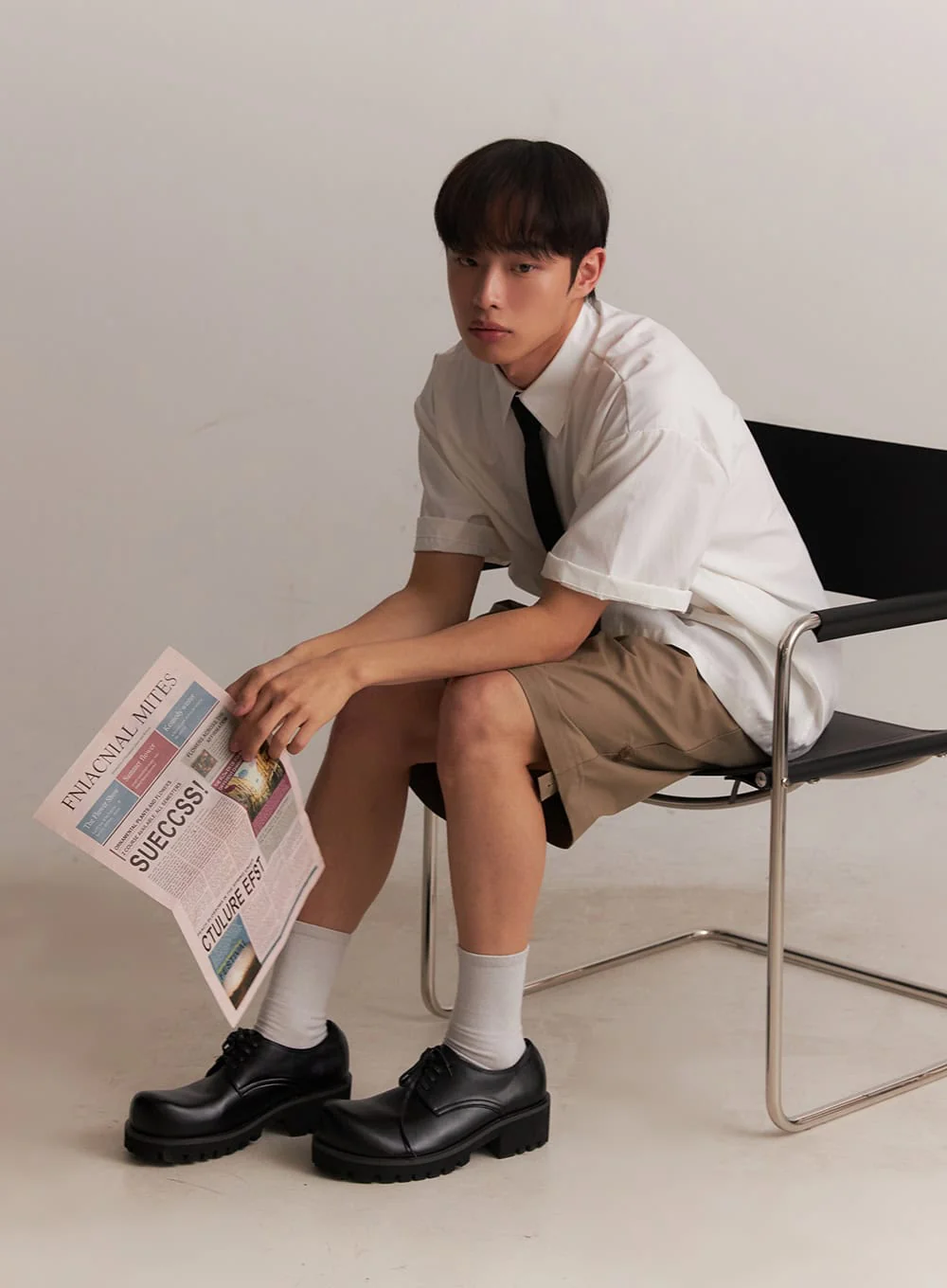Men's Roll-Up Cotton Shorts (Dark Beige) IA518 - Image 17