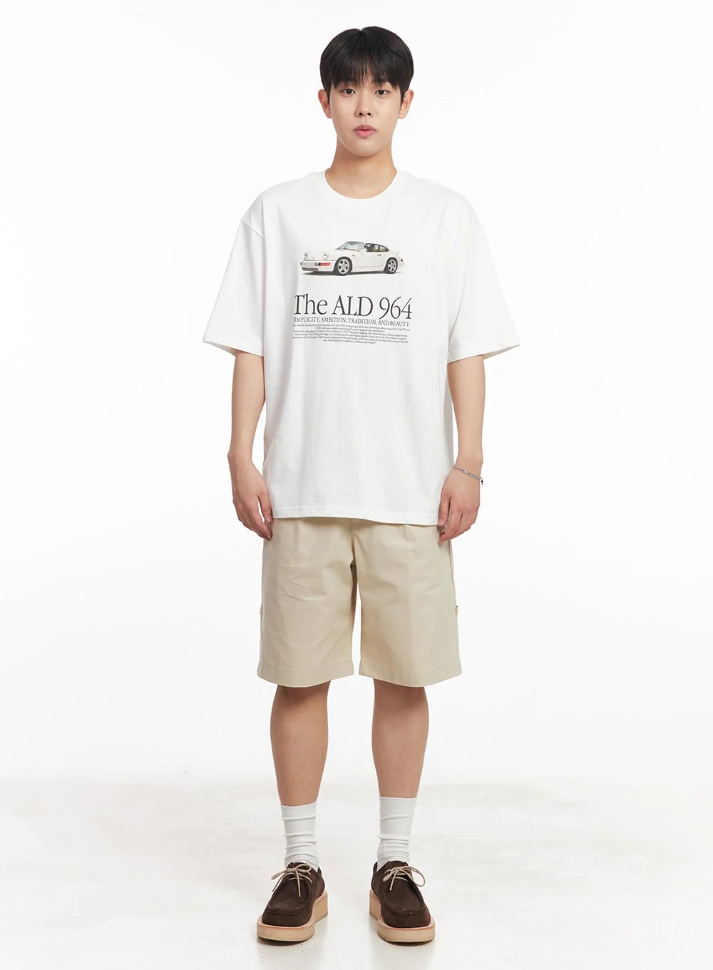 Men's Roll-Up Cotton Shorts (Light beige) IA529 - Image 10