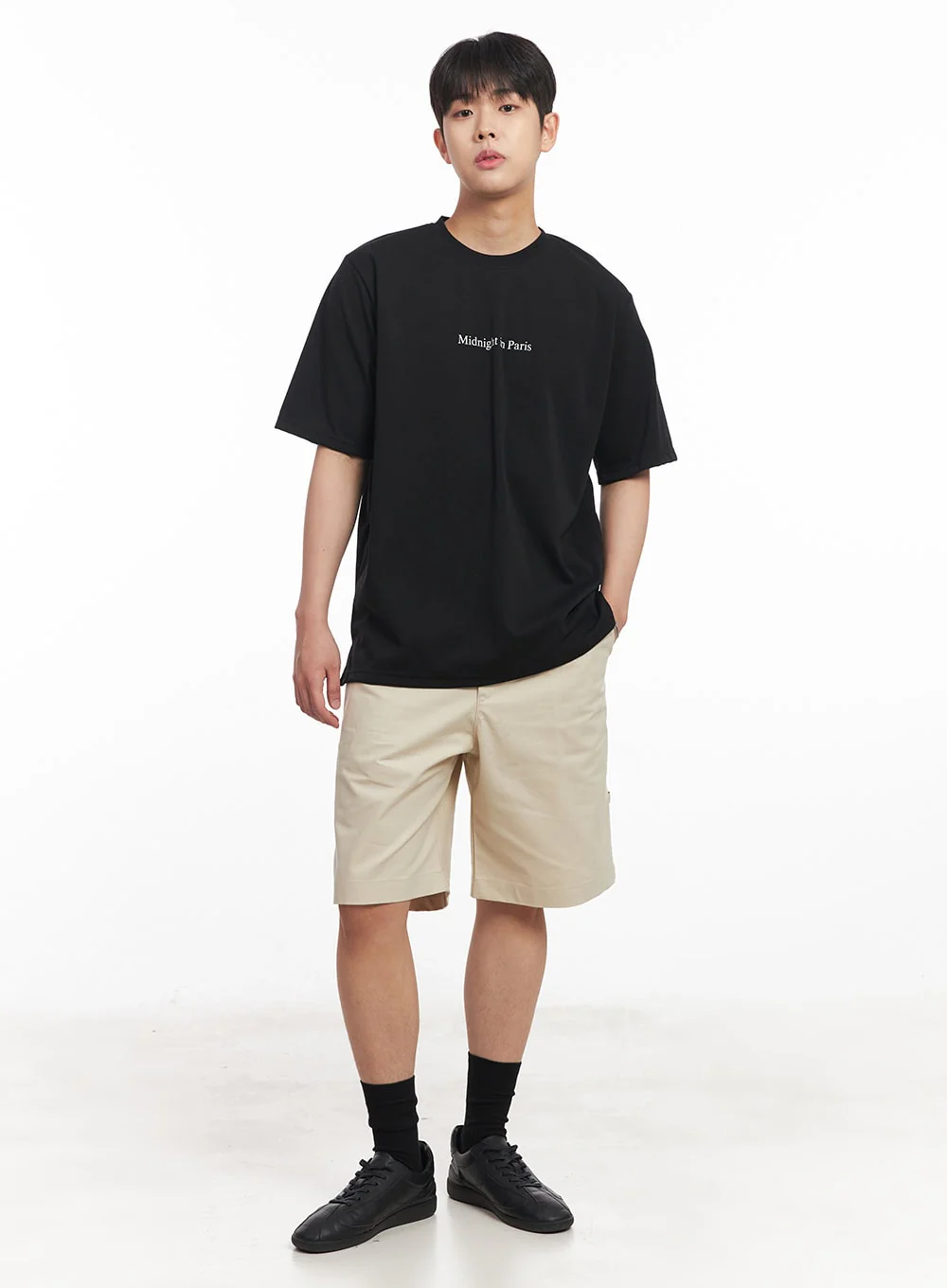 Men's Roll-Up Cotton Shorts (Light beige) IA529 - Image 14