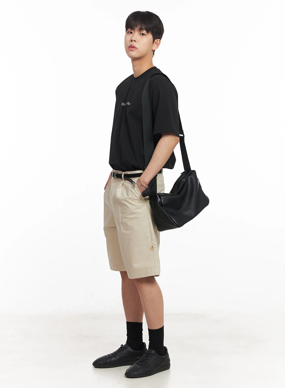 Men's Roll-Up Cotton Shorts (Light beige) IA529 - Image 15