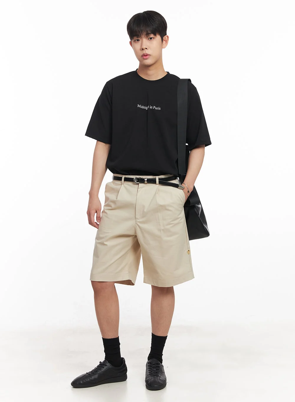 Men's Roll-Up Cotton Shorts (Light beige) IA529 - Image 16