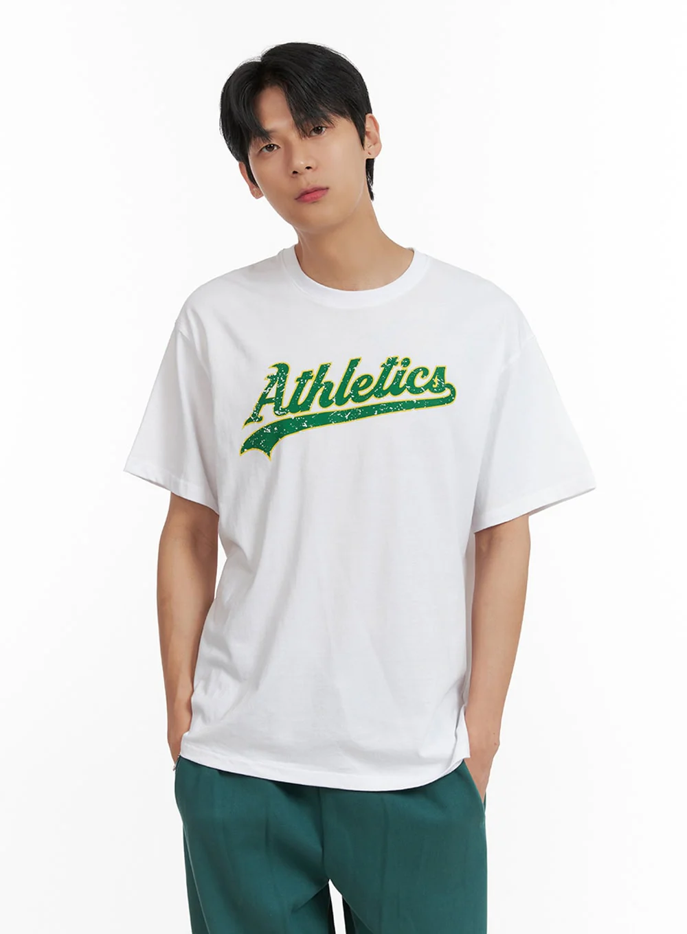 Men's Round Neck Graphic Cotton Tee IL404