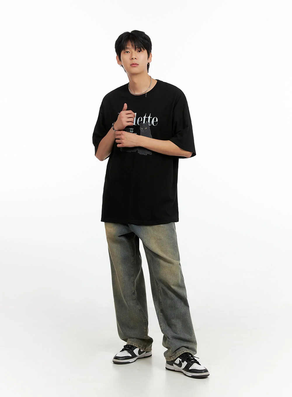 Men's Round Neck Graphic T-Shirt (Black) IG402 - Image 3