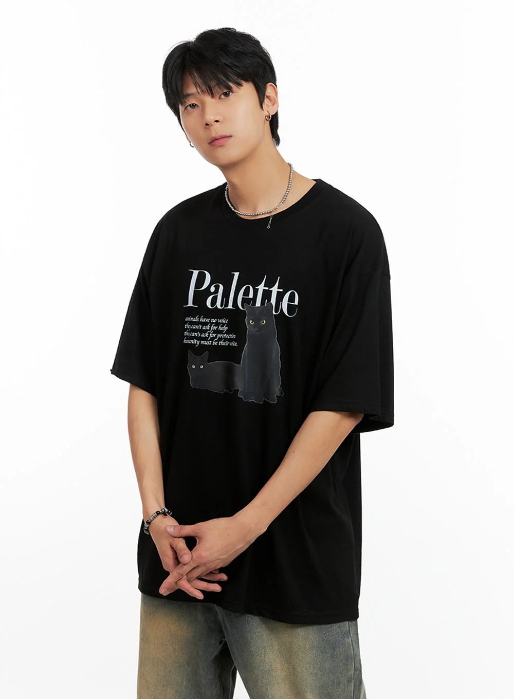 Men's Round Neck Graphic T-Shirt (Black) IG402 - Image 4