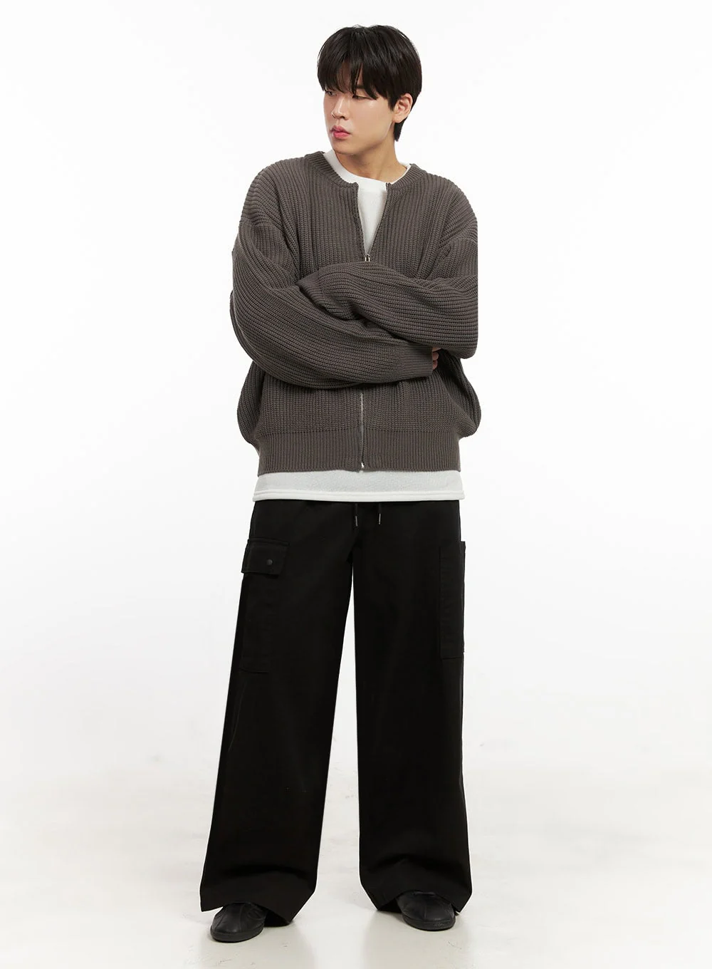 Men's Round Neck Zip-Up Sweater IJ517 - Image 6