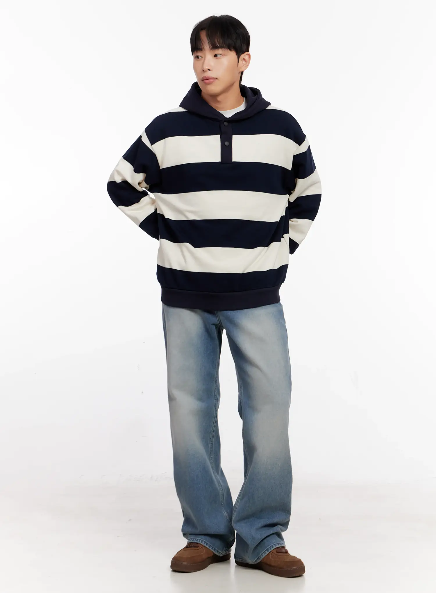 Men's Semi-Wide Denim Jeans (Light Blue) IO523 - Image 8