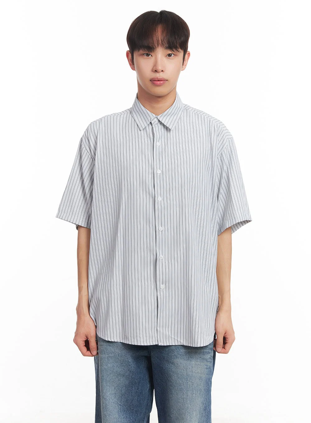 Men's Short Sleeve Buttoned Striped Shirt IA521 - Image 15