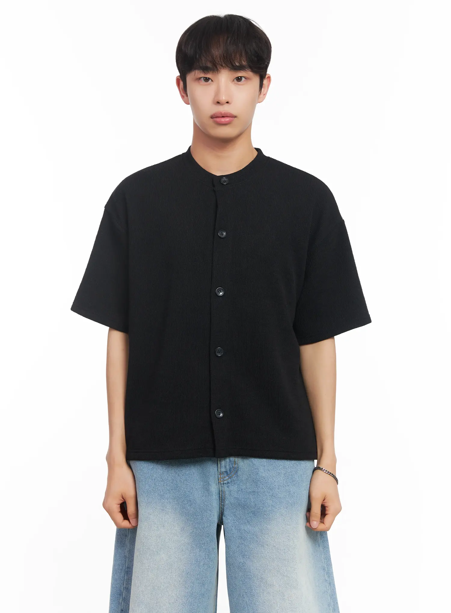 Men's Short-Sleeve Buttoned Sweater IU518 - Image 10
