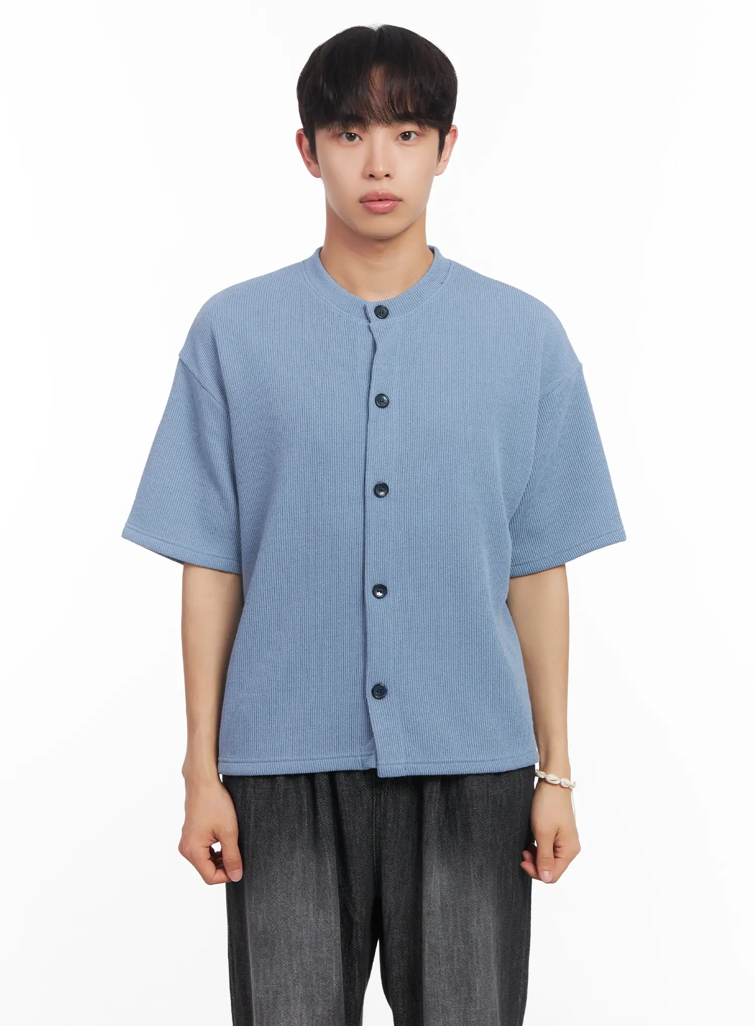 Men's Short-Sleeve Buttoned Sweater IU518 - Image 11