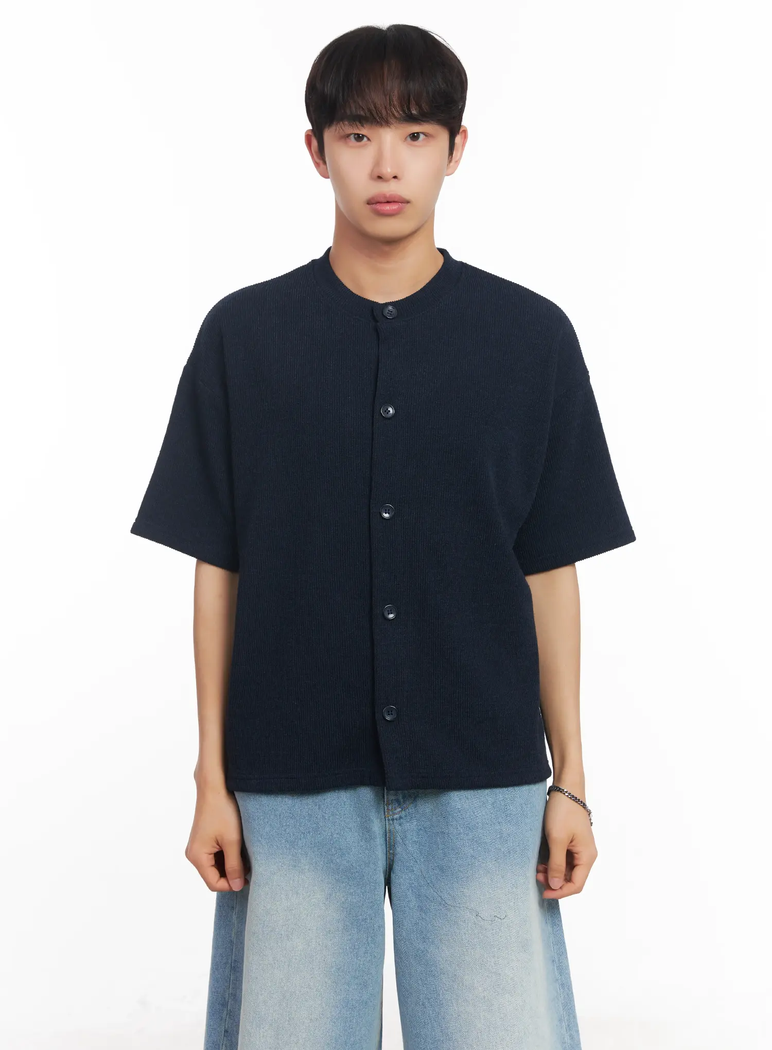 Men's Short-Sleeve Buttoned Sweater IU518 - Image 12