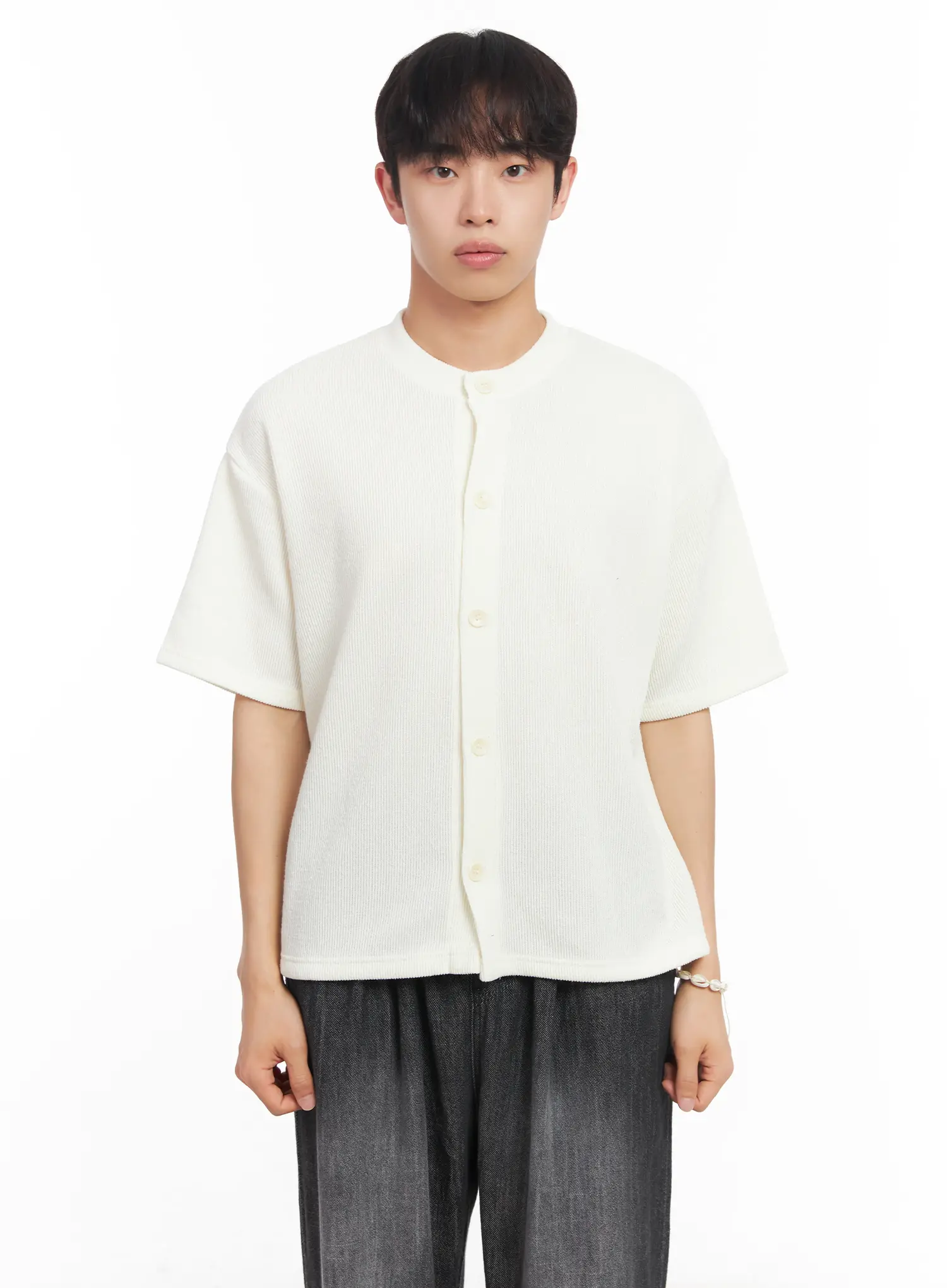 Men's Short-Sleeve Buttoned Sweater IU518 - Image 13