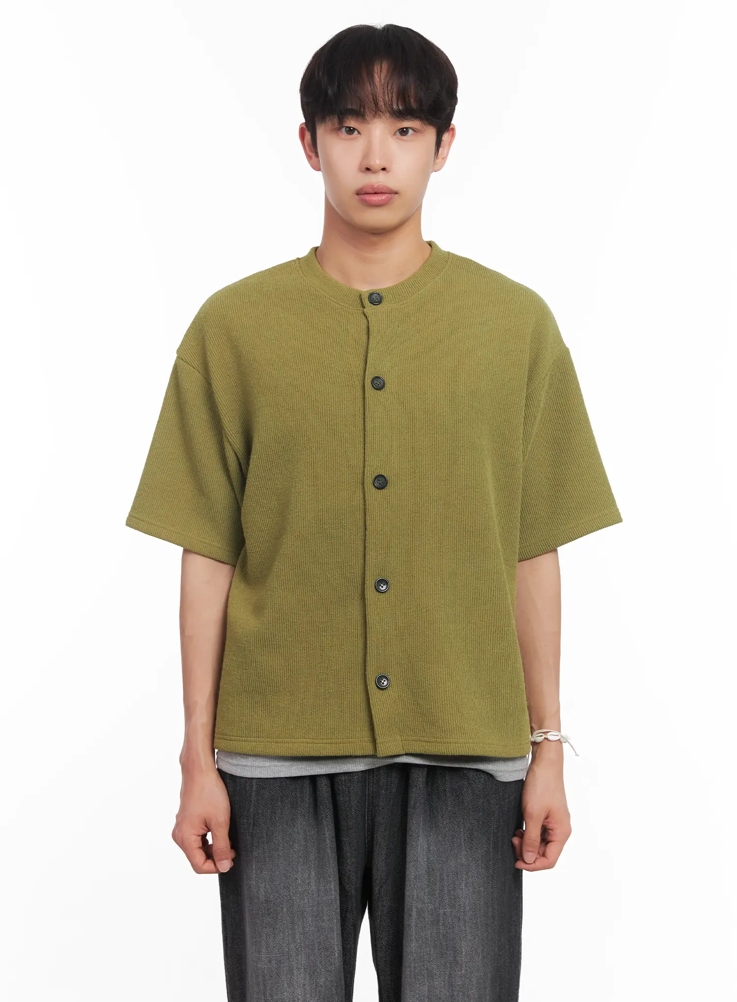 Men's Short-Sleeve Buttoned Sweater IU518 - Image 8