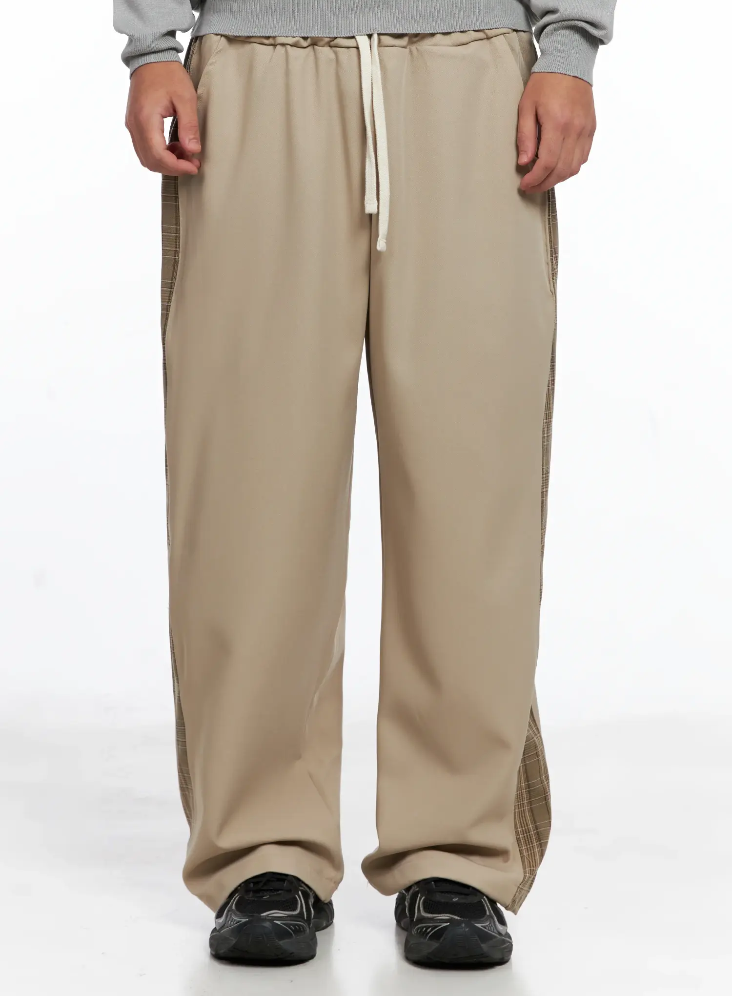 Men's Side Plaid Drawstring Pants IG529 - Image 4