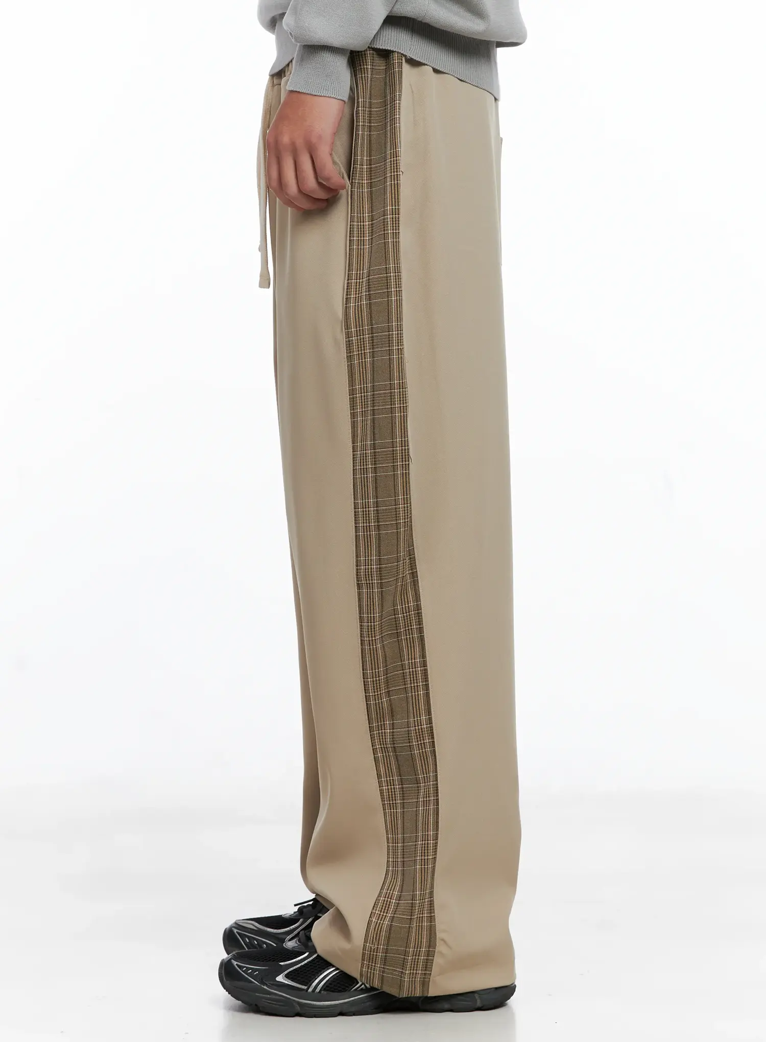 Men's Side Plaid Drawstring Pants IG529 - Image 5