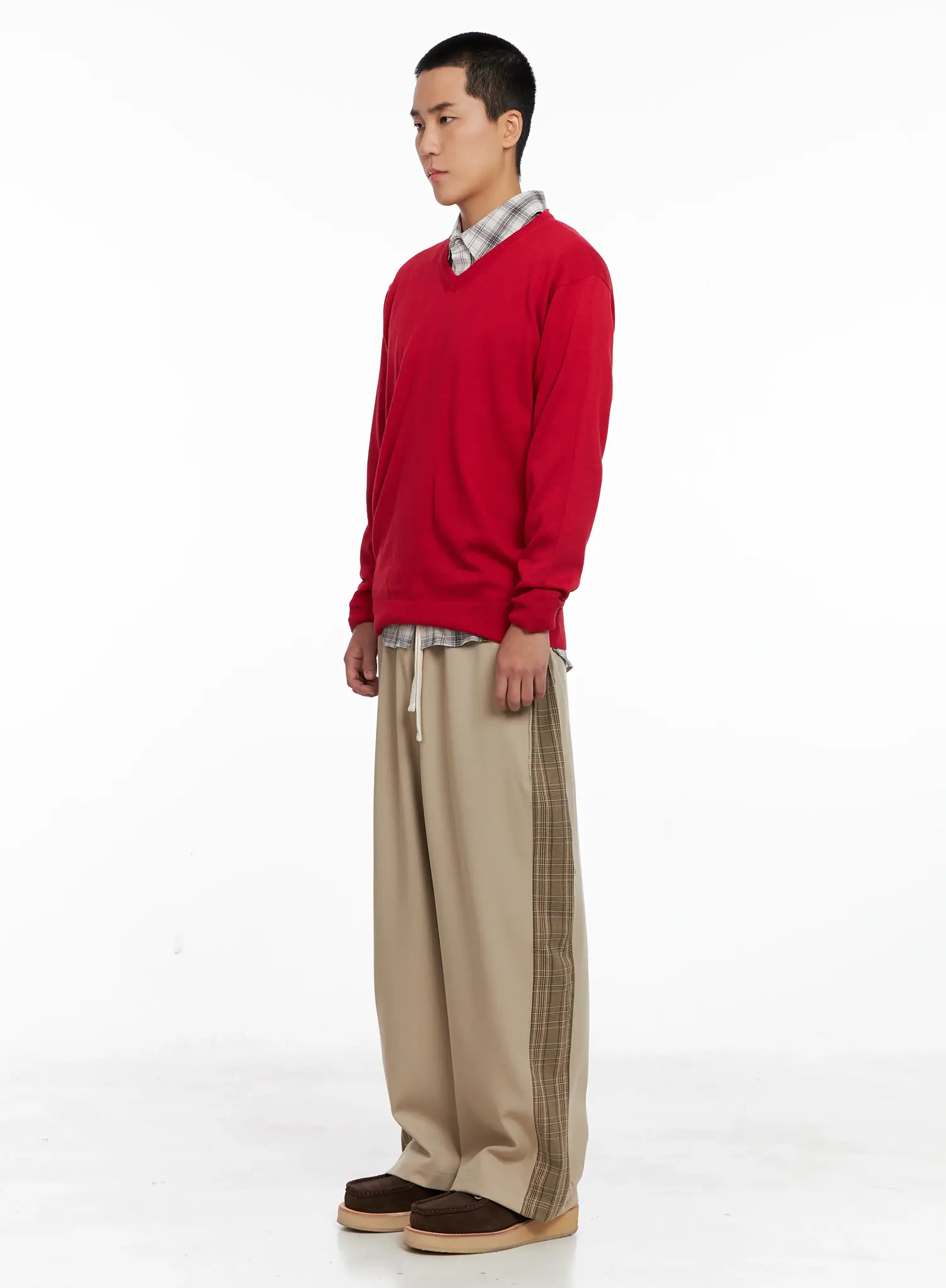 Men's Side Plaid Drawstring Pants IG529 - Image 7