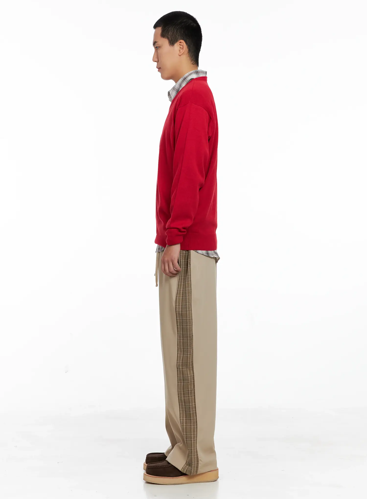 Men's Side Plaid Drawstring Pants IG529 - Image 8