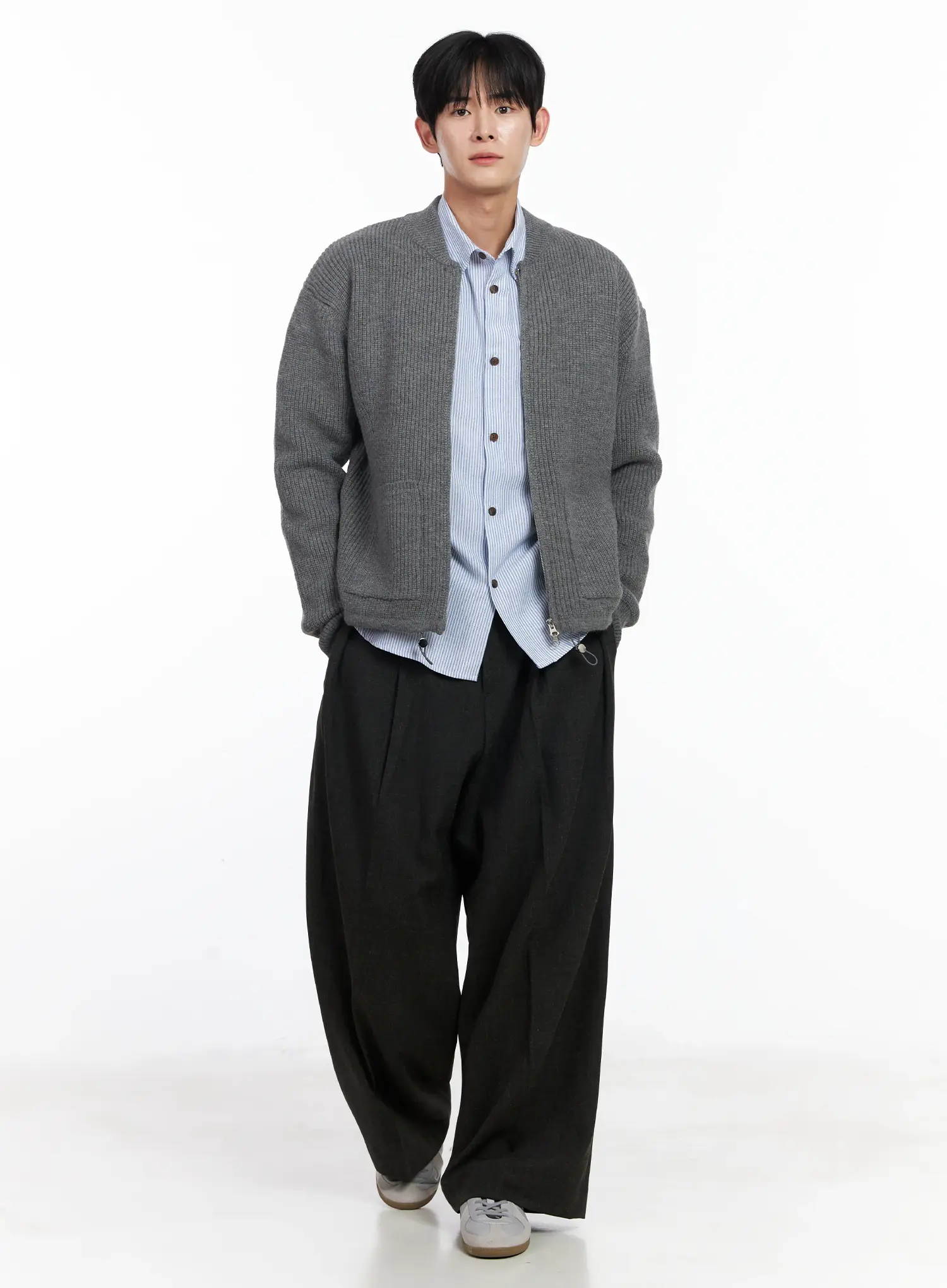 Men's Simple Striped Button-Up Shirt IJ521 - Image 11