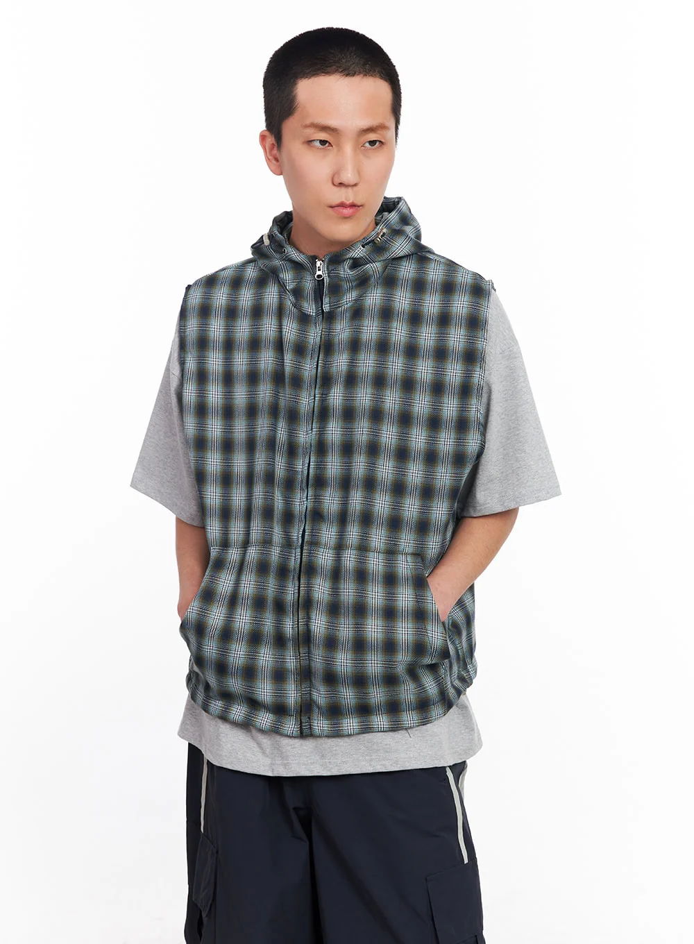 Men's Sleeveless Plaid Vest IU512 - Image 3