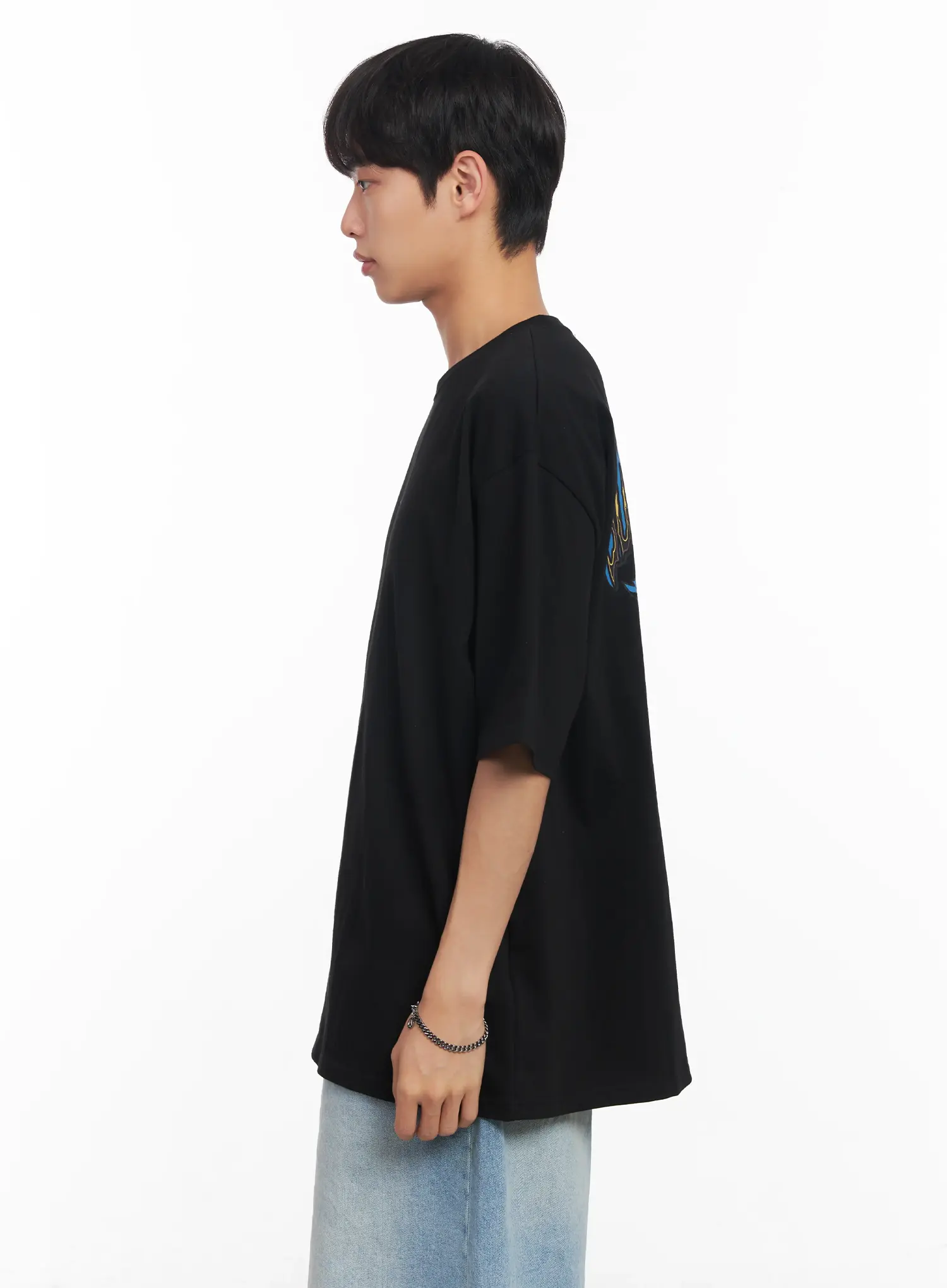 Men's Small Graphic Oversize Tee IU518 - Image 7