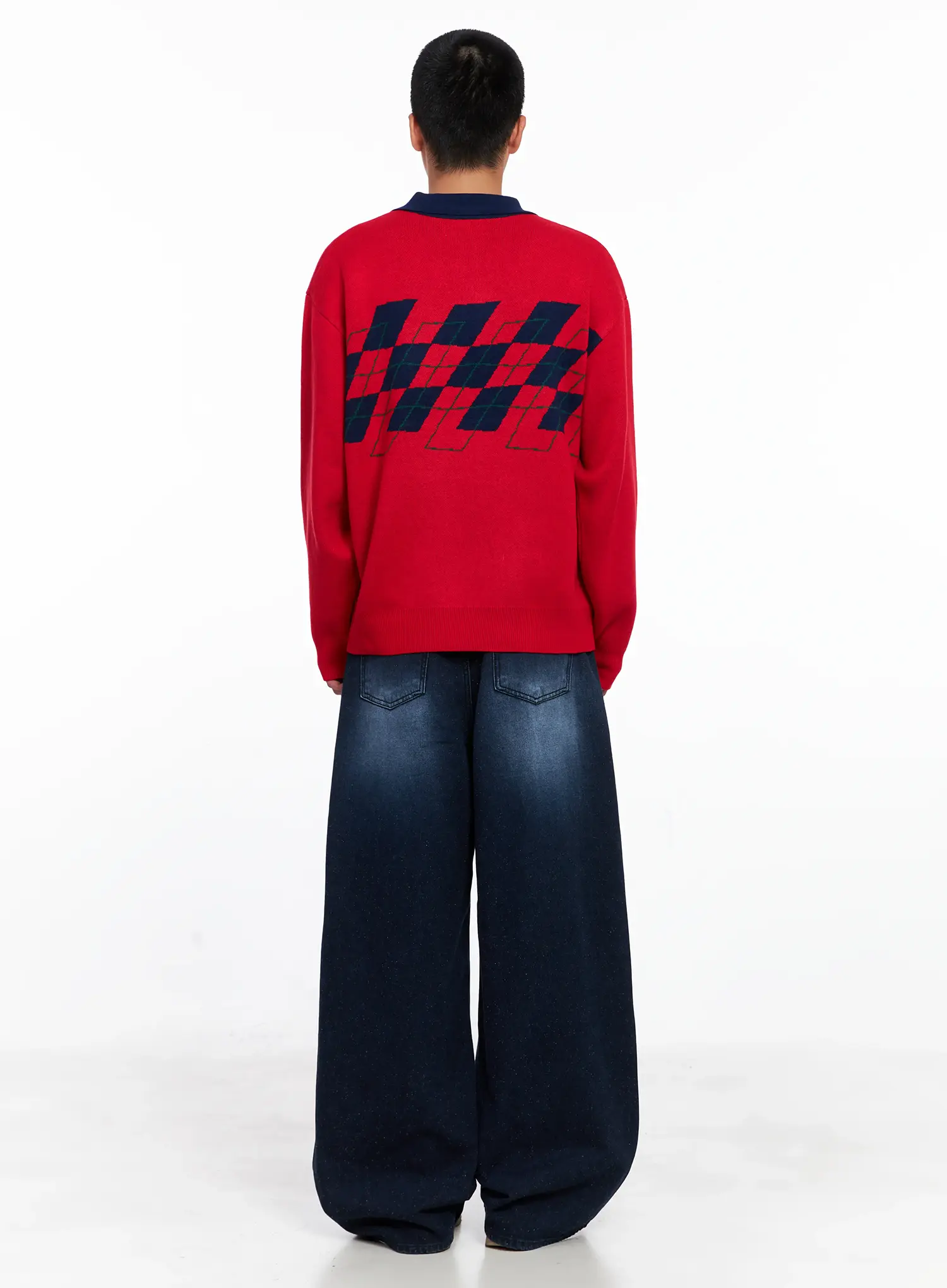 Men's Snowflake Print Wide Jeans IS510 - Image 10