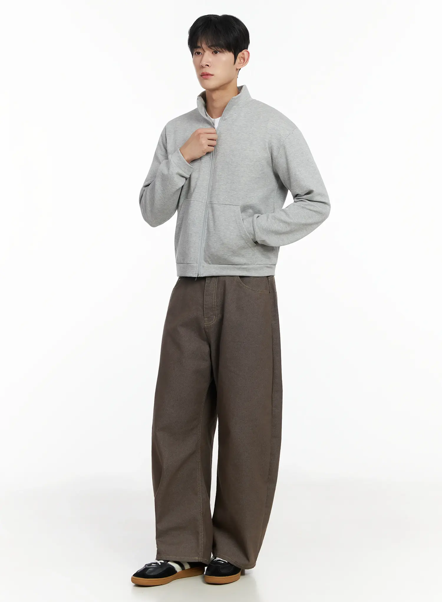 Men's Soft Basic Collared Zip-Up Jacket IF516 - Image 10