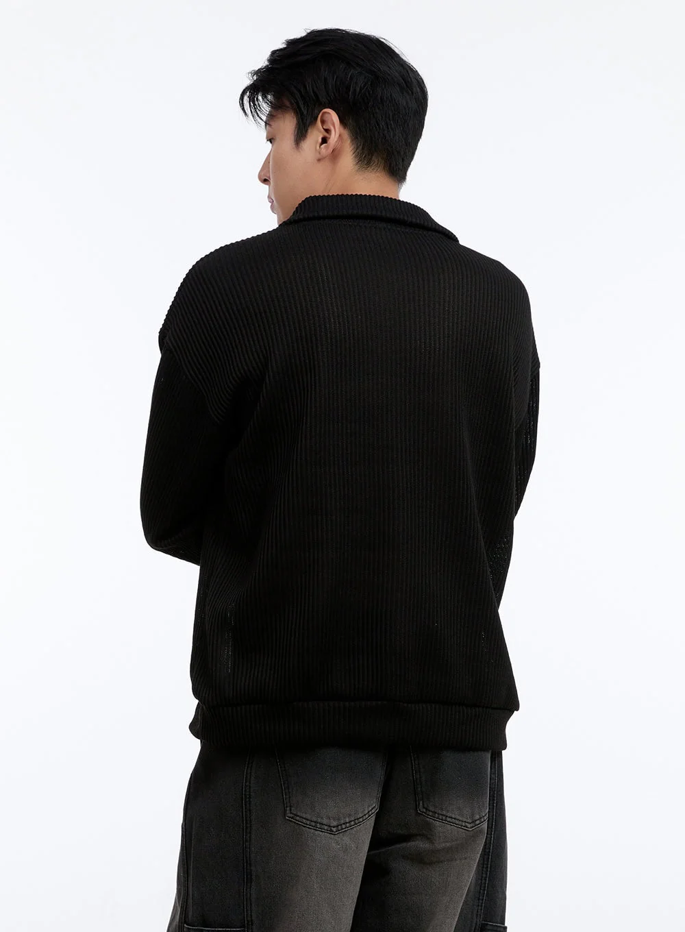 Men's Soft Cable Knit Zip-Up Pullover IG427 - Image 5