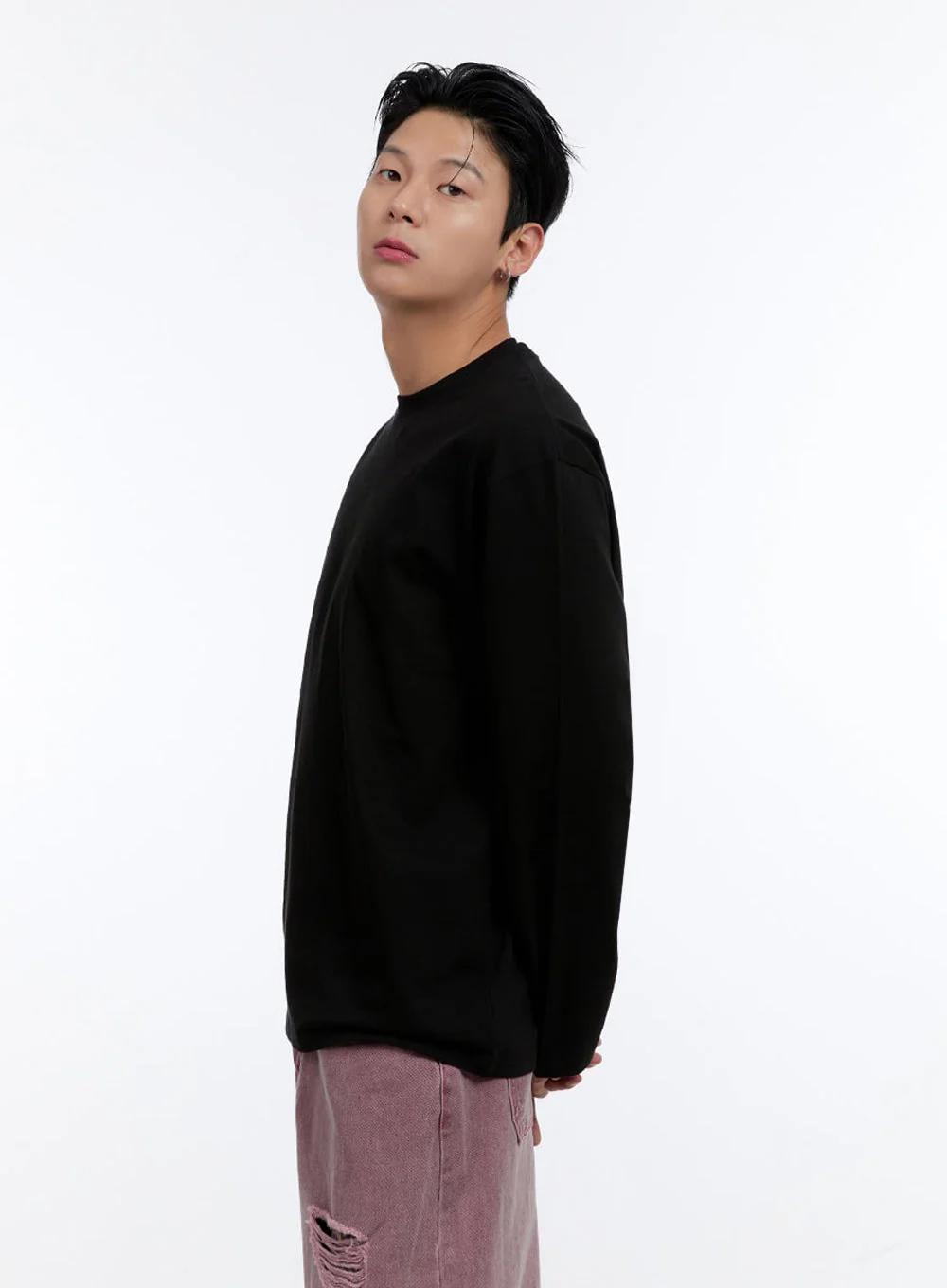Men's Soft Round Neck Long Sleeve T-Shirt IO428 - Image 4