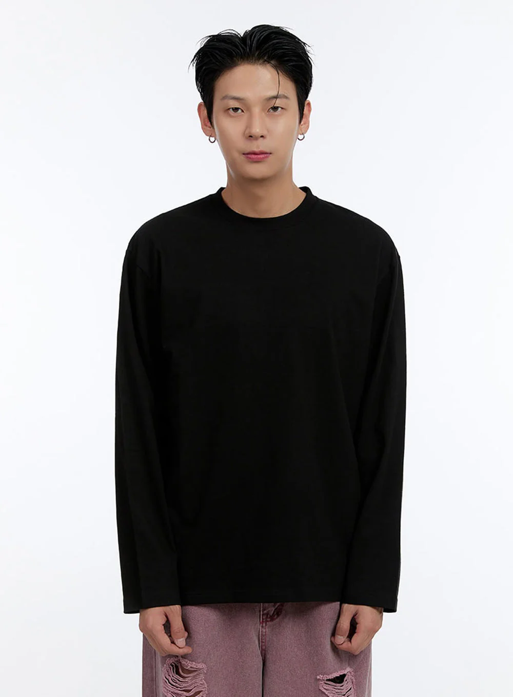 Men's Soft Round Neck Long Sleeve T-Shirt IO428 - Image 7