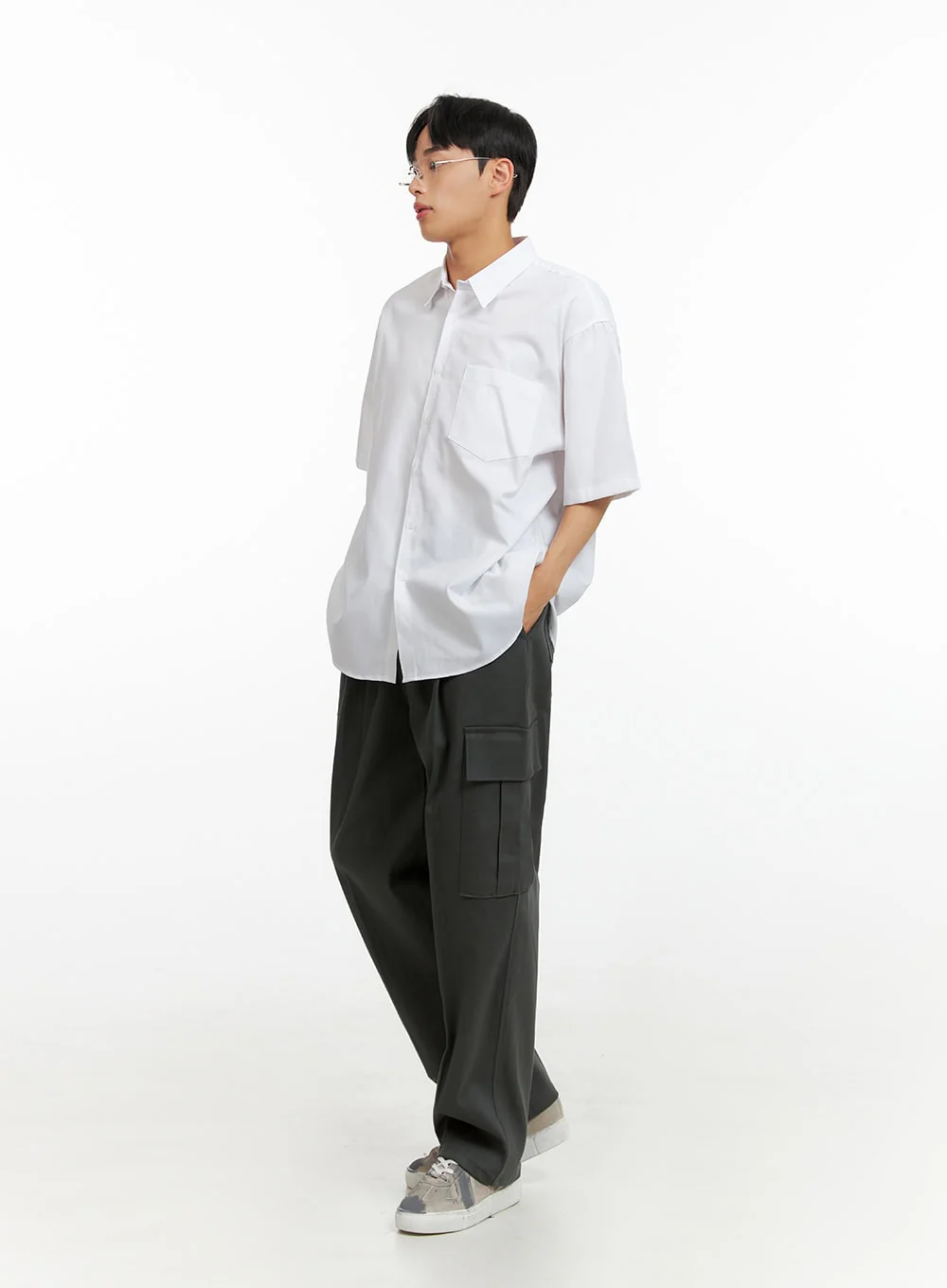 Men's Solid Cargo Pants (Dark Gray) IU414 - Image 7