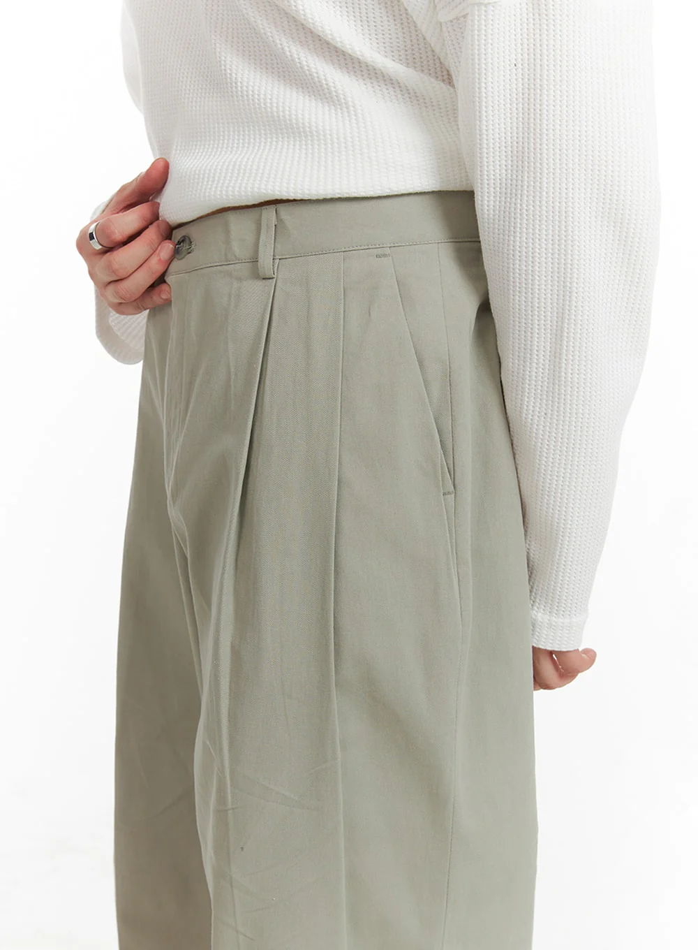Men's Solid Cotton Suit Pants IA401 - Image 4