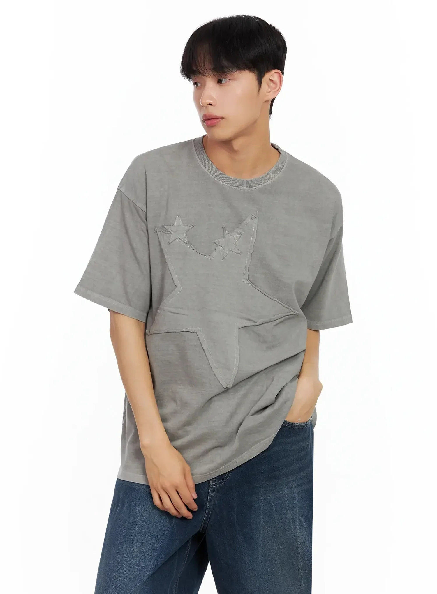 Men's Star Patch T-Shirt IL516 - Image 6