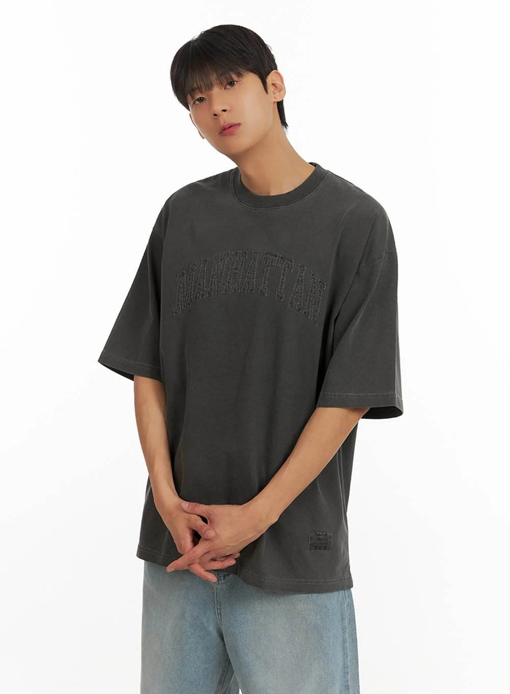 Men's Stitched Lettering T-Shirt IU419 - Image 5
