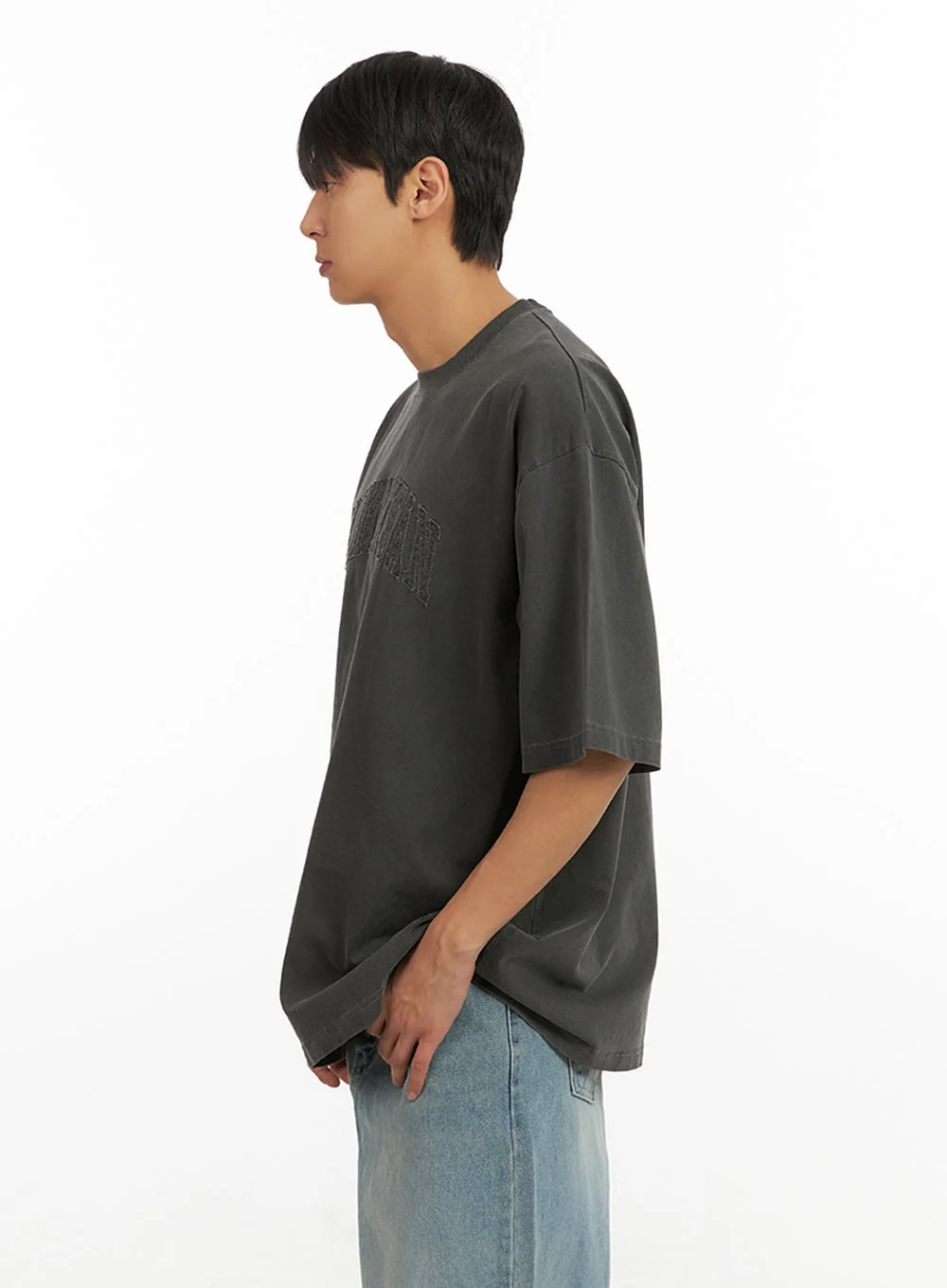 Men's Stitched Lettering T-Shirt IU419 - Image 6