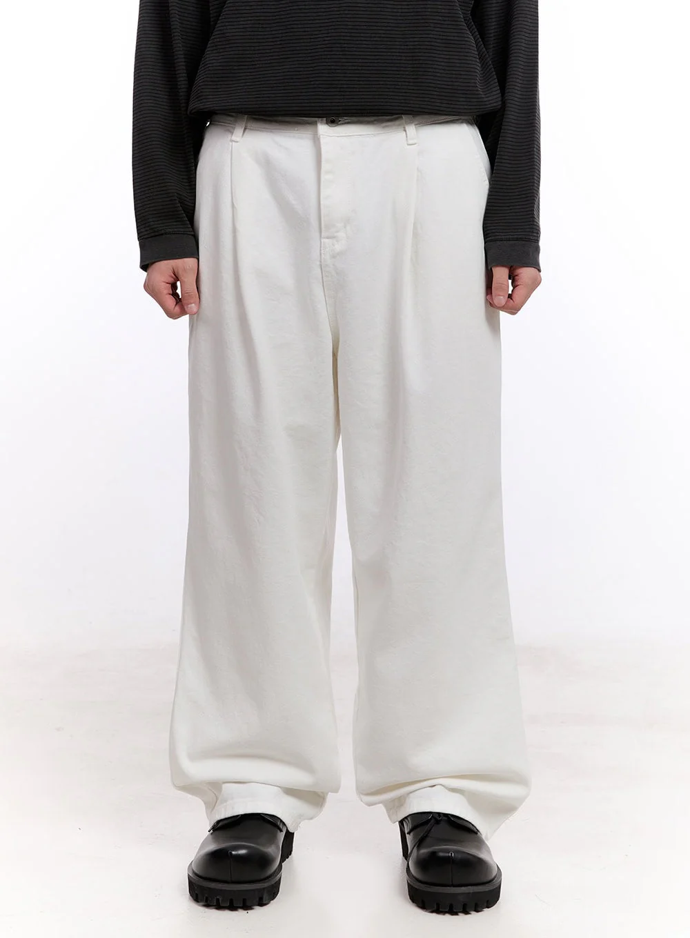 Men's Stitched Pintuck Cotton Pants IM512 - Image 2