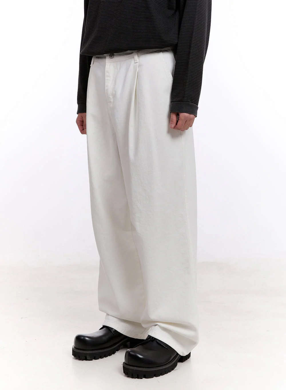 Men's Stitched Pintuck Cotton Pants IM512 - Image 3