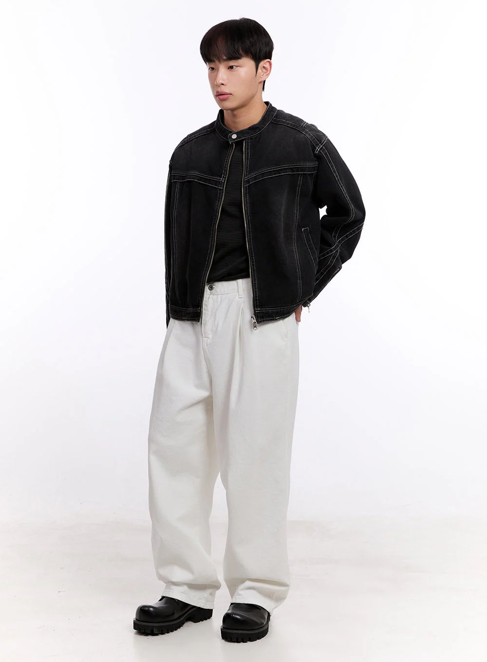 Men's Stitched Pintuck Cotton Pants IM512 - Image 9