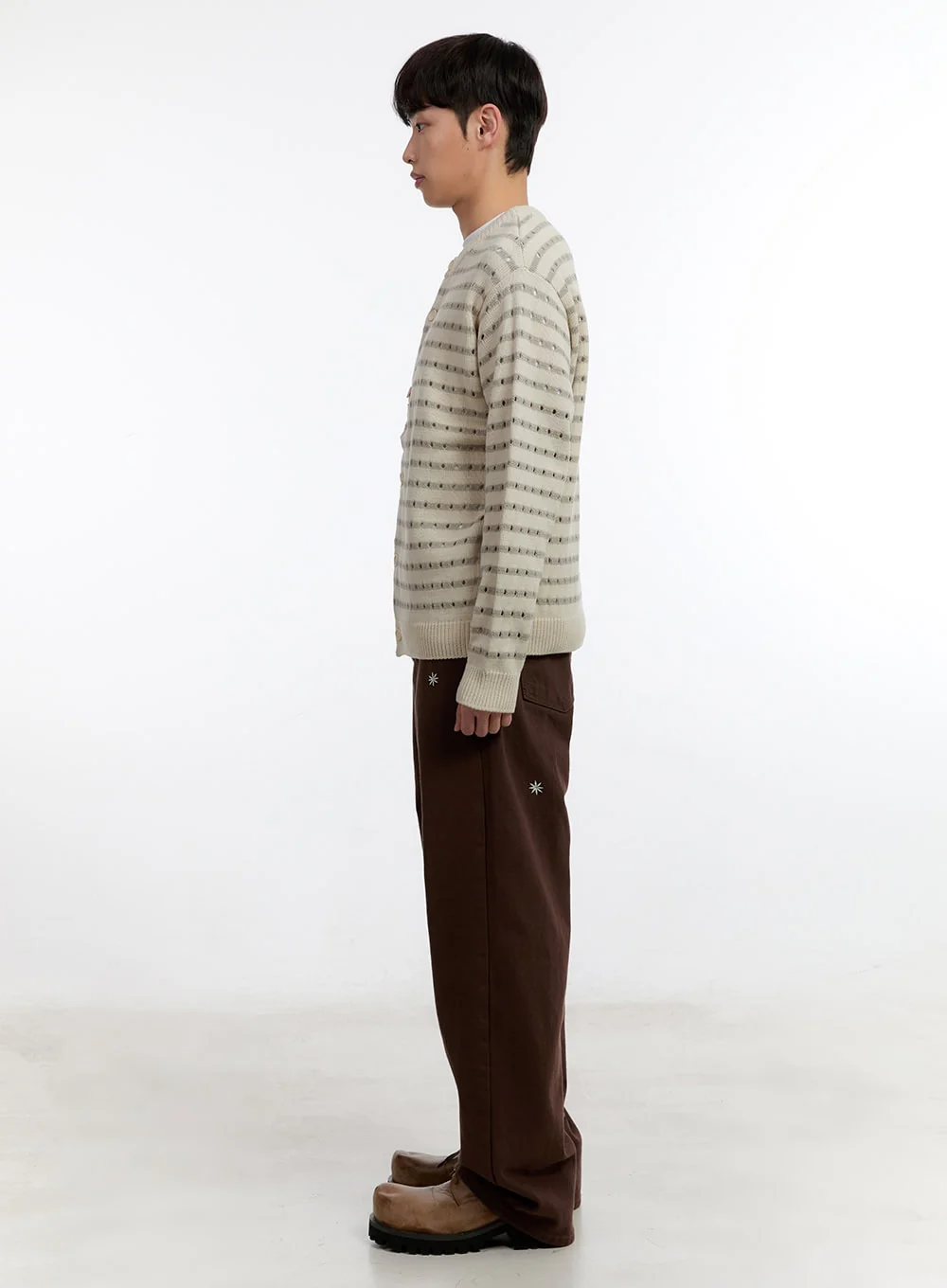 Men's Striped Button-Up Cardigan IA504 - Image 8